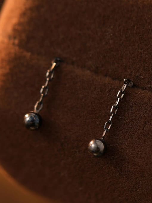 ES1200 [Black Gold] 925 Sterling Silver Bead Tassel Minimalist Threader Earring